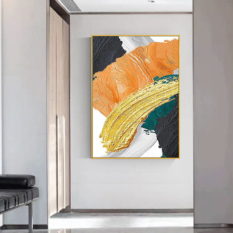 Luxurious Gold Abstract 3D Canvas Oil Painting for Elegant Dining Room Decor