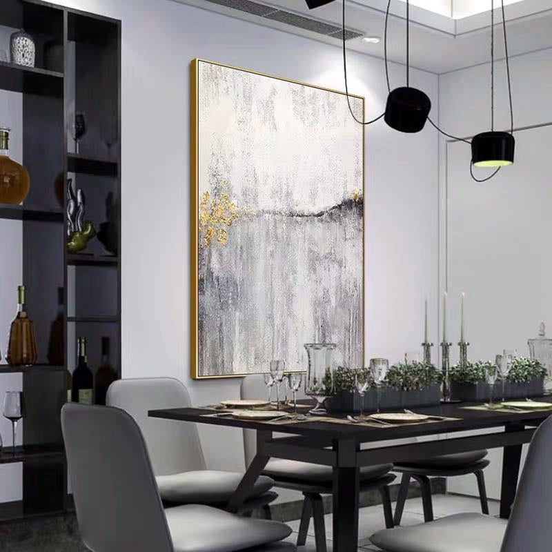 Abstract Oil Painting - Modern Living Room Decor, Ready to Display Without Frame