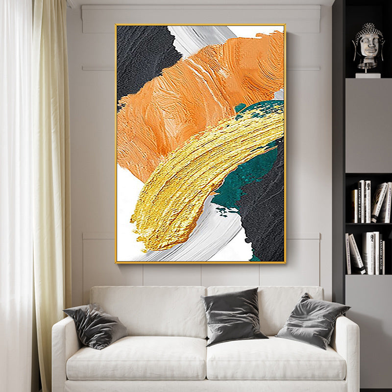 Luxurious Gold Abstract 3D Canvas Oil Painting for Elegant Dining Room Decor