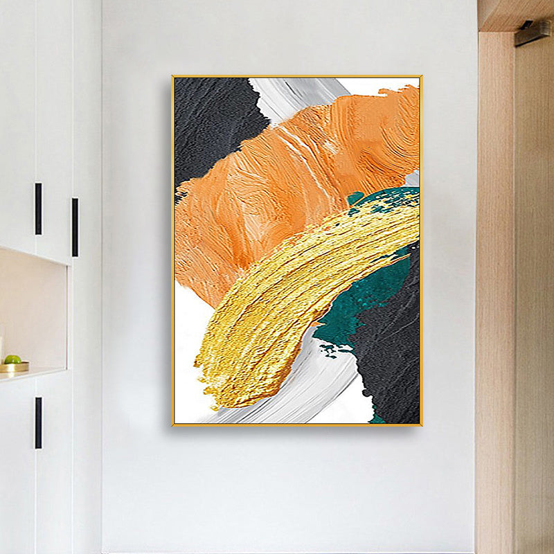 Luxurious Gold Abstract 3D Canvas Oil Painting for Elegant Dining Room Decor